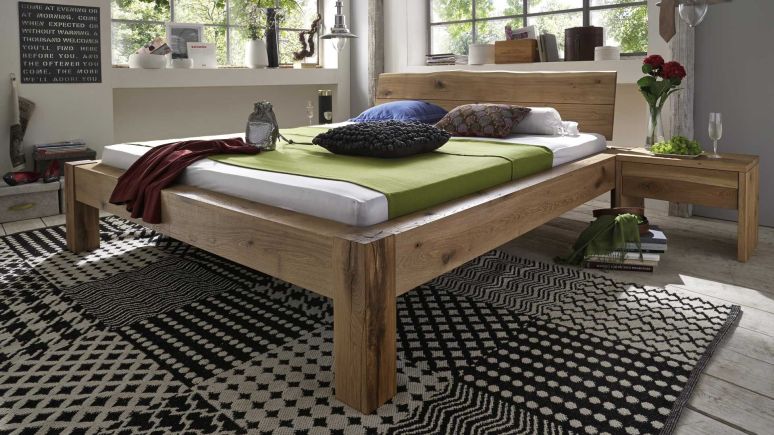 Bed Wane - (mattress not included) | Solid wood tree edge bed in wild oak