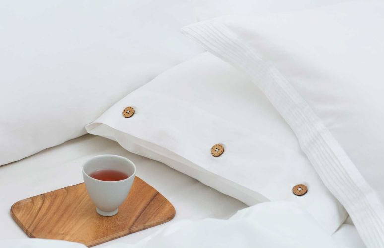 Storyfabrics bed linen - organic cotton, white. 155x220cm; Pillow 40x80cm