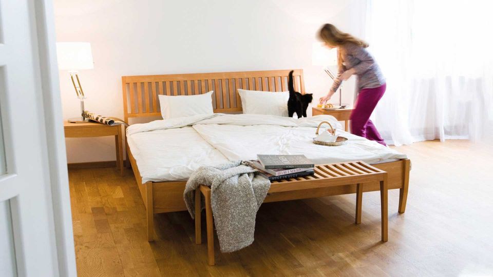 Bed Zebra - gentle lines in a classic design|Bed Zebra; wood species beech