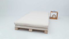 Bed Pallet with Twin Futon und nightstand; 3 pack|Wood pallets with Twin-Futon mattress